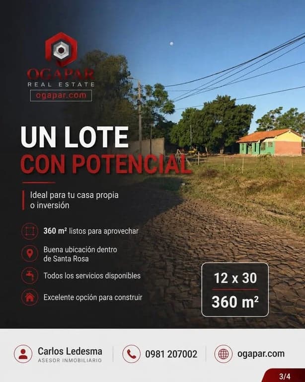 TERRENO EN LIMPIO TITULADO A 80 METROS DE AVDA SAN JOSE AREA ESCOLAR IDEAL VIVIENDA