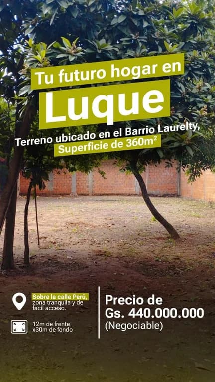 🌟 Hermoso terreno en Laurelty, Luque – Amurallado y con servicios