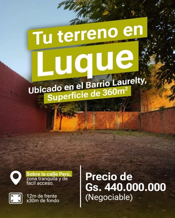🌟 Hermoso terreno en Laurelty, Luque – Amurallado y con servicios