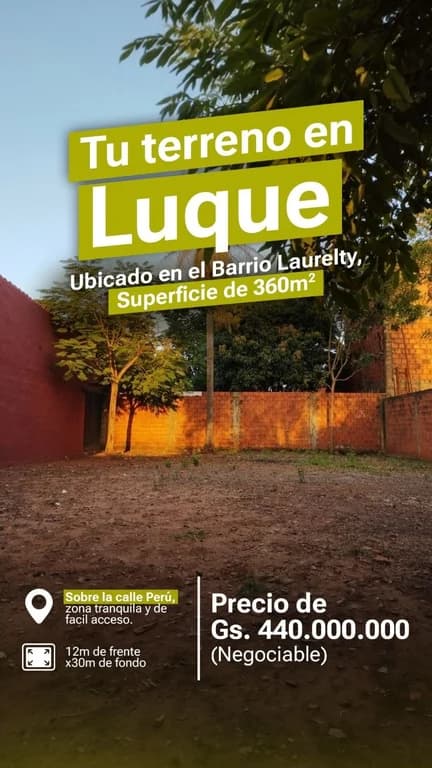 🌟 Hermoso terreno en Laurelty, Luque – Amurallado y con servicios