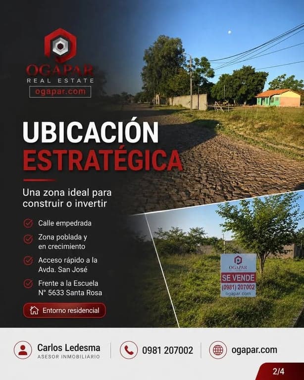 TERRENO EN LIMPIO TITULADO A 80 METROS DE AVDA SAN JOSE AREA ESCOLAR IDEAL VIVIENDA